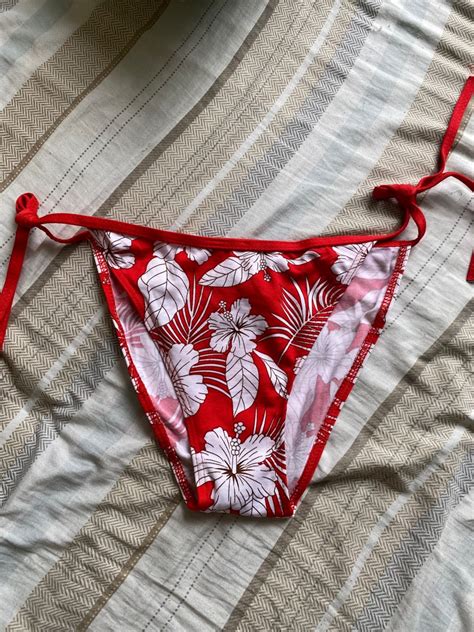 Tropical Self Tie Bikini Women S Fashion Swimwear Bikinis Swimsuits On Carousell