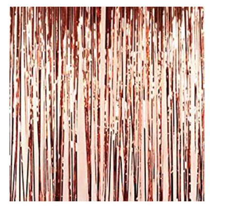 2 Rose Gold Fringe Curtain Metallic Tinsel Foil Fringe Etsy