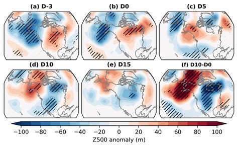 A E Composite Mean 500 Hpa Geopotential Height Z500 Anomalies At