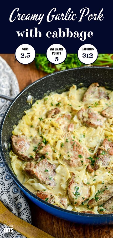 Creamy Garlic Pork With Cabbage Pork Pieces In An Irresistible