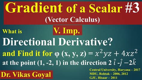 Gradient Of A Scalar Field 3 In Hindi V Imp Vector Calculus