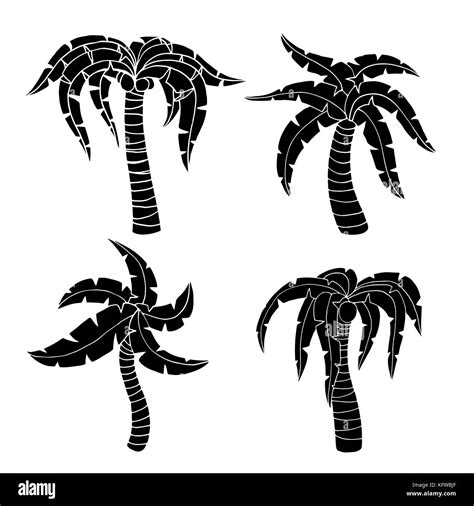 Set Of Palm Tree Vector Illustration Isolated On White Stock Vector