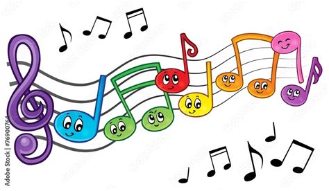 Cartoon music notes theme image 2 Stock Vector | Adobe Stock