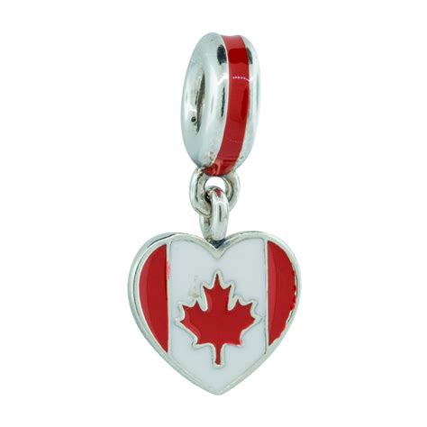 Pandora Authentic Canada Heart Flag Charm Mixed Enamels 791954enmx