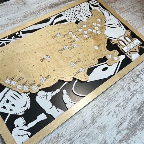 mlb park travel map national baseball travel map etsy