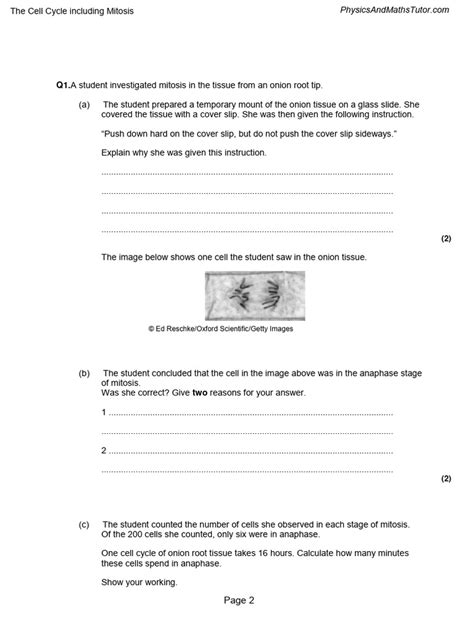 2.2 The Cell Cycle Including Mitosis QP | PDF | Mitosis | Melanoma