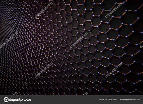 Representación Superficie Grafeno Enlaces Naranja Brillante Átomos