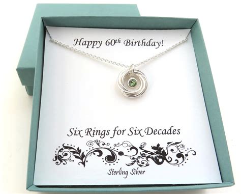 60th Birthday Gifts for Women, Silver Birthstone Necklace, 60th ...