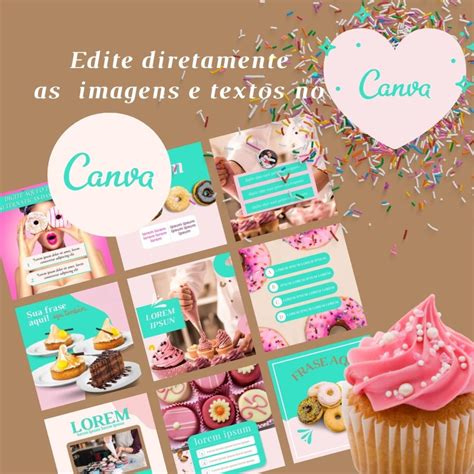 Pack Confeitaria Artes Edit Veis No Canva Elo