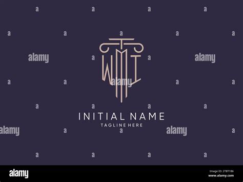 Wi Logo Initial Pillar Design With Luxury Modern Style Best Design For