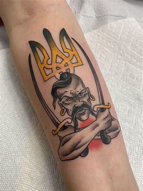 Ukrainian Tryzub And Cossack Done By Pete Belej At Peekaboo Tattoo In