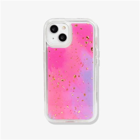 Case Para Iphone 13 Pro Antishock 360 Abstracto Fucsia Glitter Real Plaza