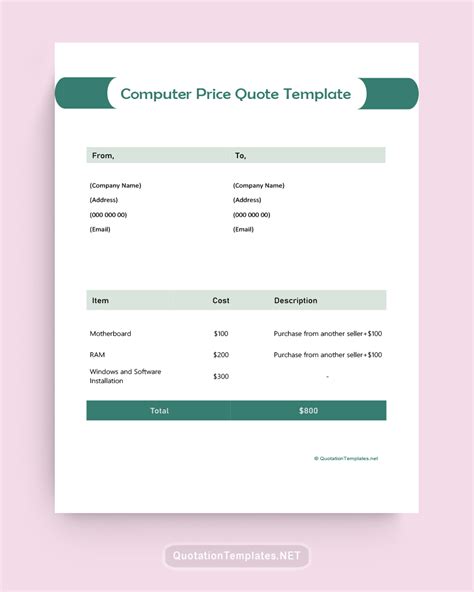 Computer Service Quote Template Free Estimate And Quote Templates