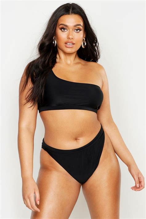 Our Pick Boohoo One Shoulder High Leg Bikini Flattering Plus Size