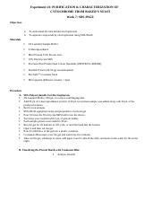 Prelab 6 SDS Docx Experiment 1 PURIFICATION CHARACTERIZATION OF