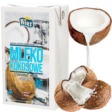 10x Mleko Mleczko Kokosowe 100 Naturalne KARTON 1L Kier Sklep