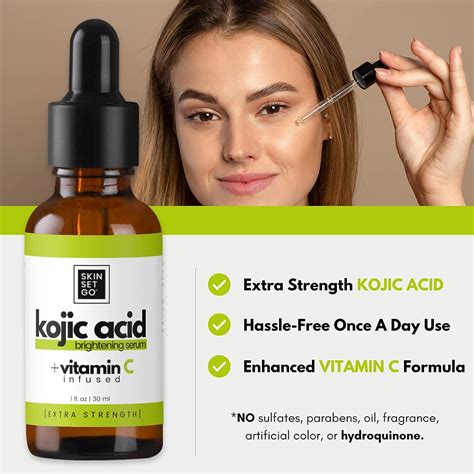 Extra Strength 75 Kojic Acid Serum And Vitamin C Dark Spot Corrector For Face And Body