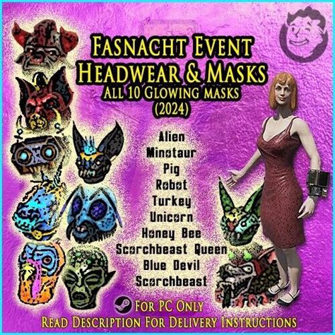 PC All 10 FASNACHT GLOWING MASKS 6 NEW PLANS Rare Event Reward 2024