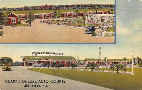 Tallahassee Fl Florida Clark S De Luxe Auto Courts Roadside C1950 S Postcard United States