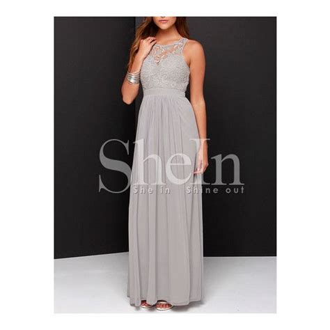 Shein Sheinside Grey Sleeveless Crochet Lace Maxi Dress Lace Maxi Dress Crochet Lace Dress