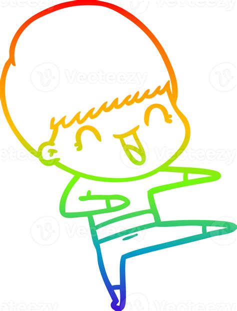 Rainbow Gradient Line Drawing Happy Cartoon Boy 45269928 Png