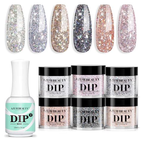 Amazon Azurebeauty Dip Powder Nail Set Silver Pink Black Golden