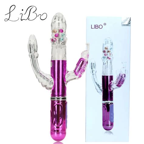 Libo Telescopic Vibrator Big Dildo Three Fork Rotating Bead Sex Toys