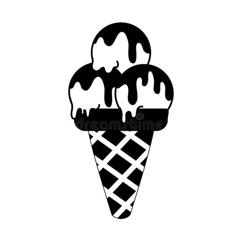 Helado De Postre De Cono En Estilo De Silueta Icono Aislado Ilustración