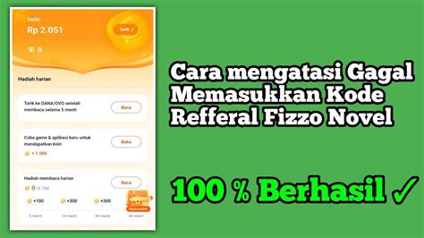 Cara Mengatasi Gagal Memasukkan Kode Undangan Di Aplikasi Fizzo Novel