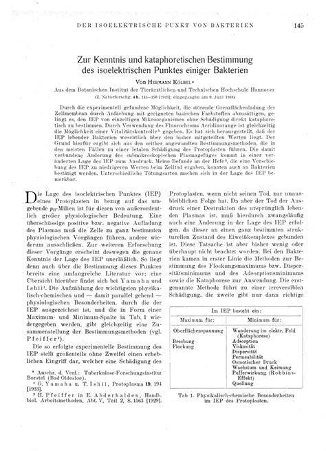 Pdf Zur Kenntnis Und Kataphoretischen Bestimmung Des Isoelektrischen