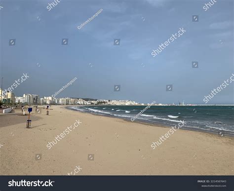 Empty Sandy Beach Tangier Morocco October Stock Photo 2214587643