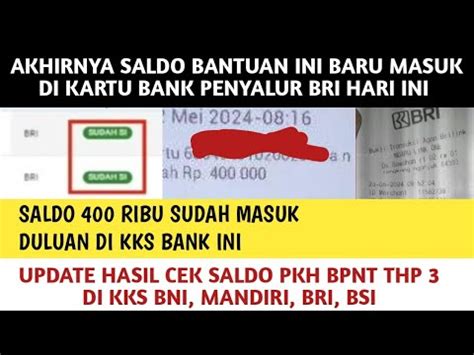 SALDO BANSOS INI MASUK CAIR DI BANK PENYALUR BRI HARI INI SALDO 400