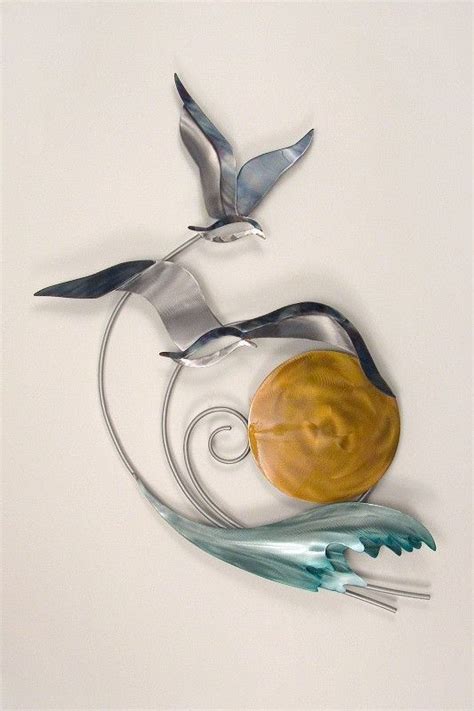 Sun And Surf Seagull Wall Art Abstract Metal Wall Art Nautical Wall