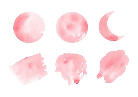 Set Aquarelle Pinceau Et éclaboussure Rose Vecteur Premium