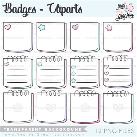 Bullet Journals Clipart Icons Clipart Commercial Use Badges Etsy