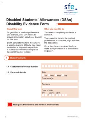 Fillable Online Disabled Students Allowances Dsas Disability