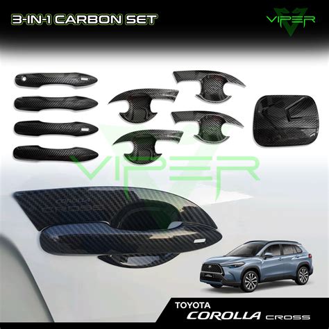 Toyota Corolla Cross 3 In 1 Carbon Fiber Set Door Handle Door Bowl Fuel