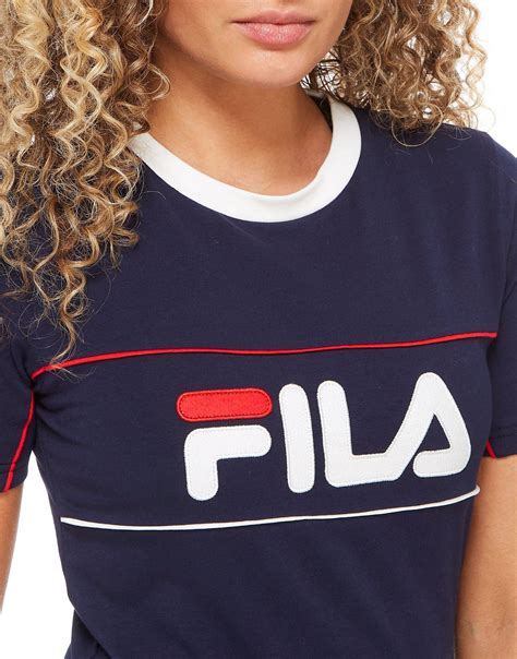 Lyst Fila Logo Crop T Shirt In Blue