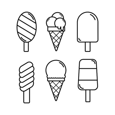 Premium Vector Line Drawing Of Various Delicious And Colorful Ice Creams