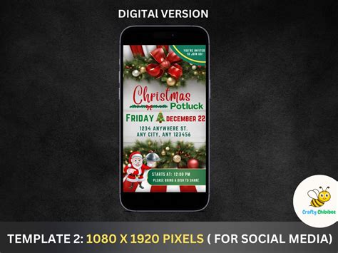 Christmas Potluck Invitation Flyer Template. Editable Canva Template ...