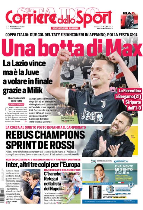 Prima Pagina Corriere Dello Sport Juventus Finale Di Coppa Italia