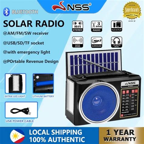 NSS Solar Bluetooth Radio FM AM SW 3 Band Radio With USB TF Music