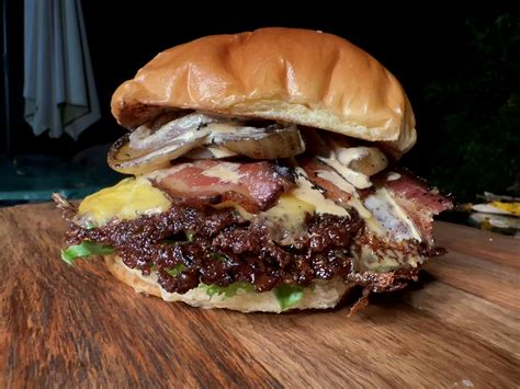 First attempt using a burger smasher.. double bacon cheese burger