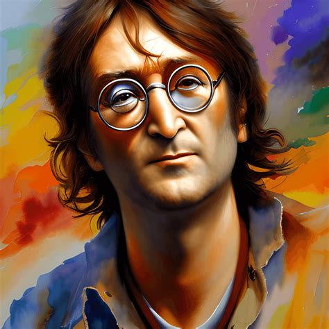 Raymond Swanland John Lennon From The Beatles With Glasses Brushstrokes Detailed Watercolor