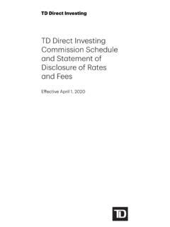 Td Direct Investing Commission Schedule And Statement Of Td