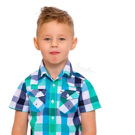 The Little Boy Wondered. Isolated on White Background. Stock Photo ...