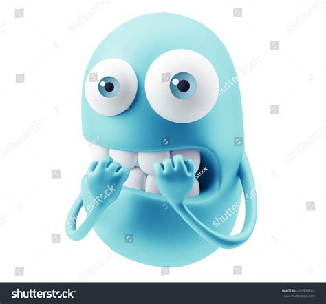 Nail Biting Emoji Cartoon 3d Rendering Stock Illustration 421366783