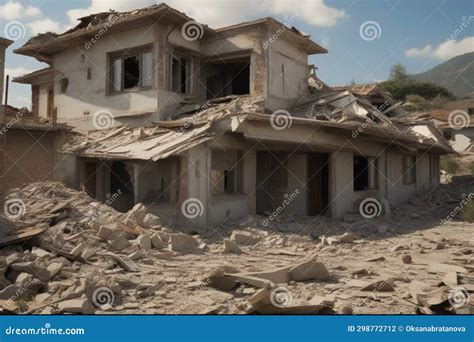 earthquake destroyed house  shocks stock illustration