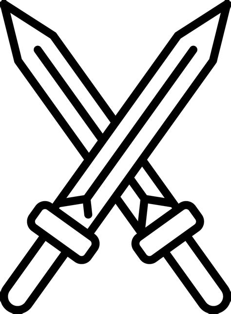 Crossed Swords Icon In Black Line Art 25085630 Vector Art At Vecteezy