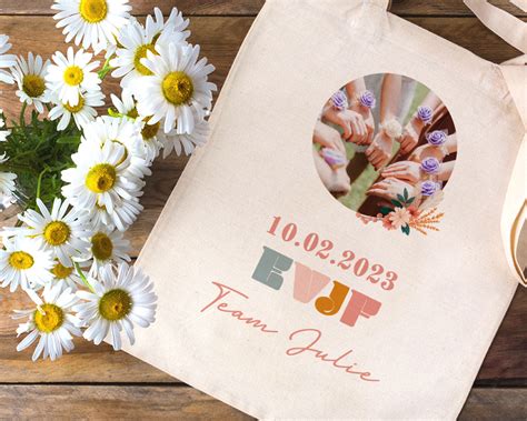 Tote Bag Personnalisable EVJF Photo Et Message Cadeaux